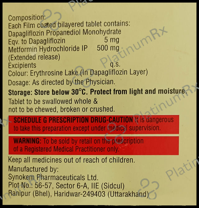 Dapaturn M 5/500mg Tablet ER 10s