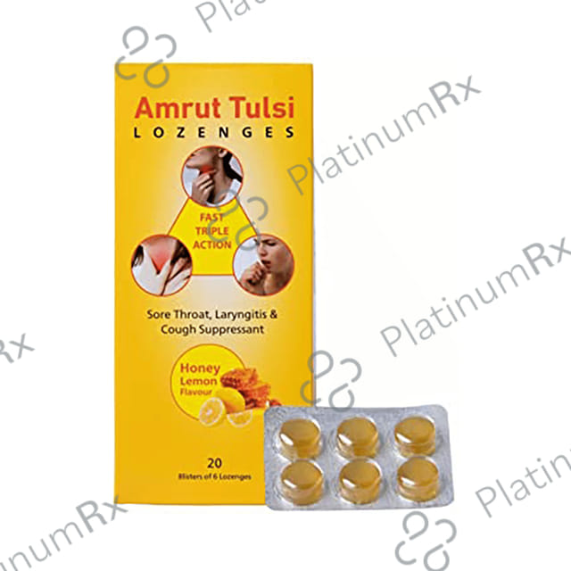 Amrut Tulsi Lozenges (6 Each) Honey Lemon 20 strips