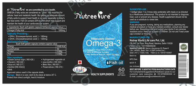 Nutree Pure Omega 3 Coated Softgels 60s