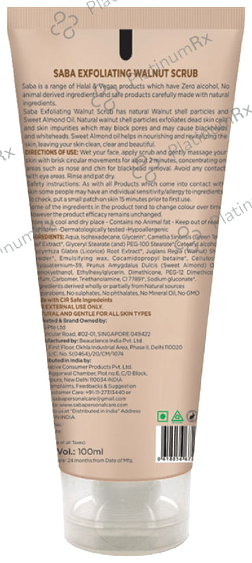 Saba Exfoliating Walnut Scrub (100ml Each) 2 Tubes
