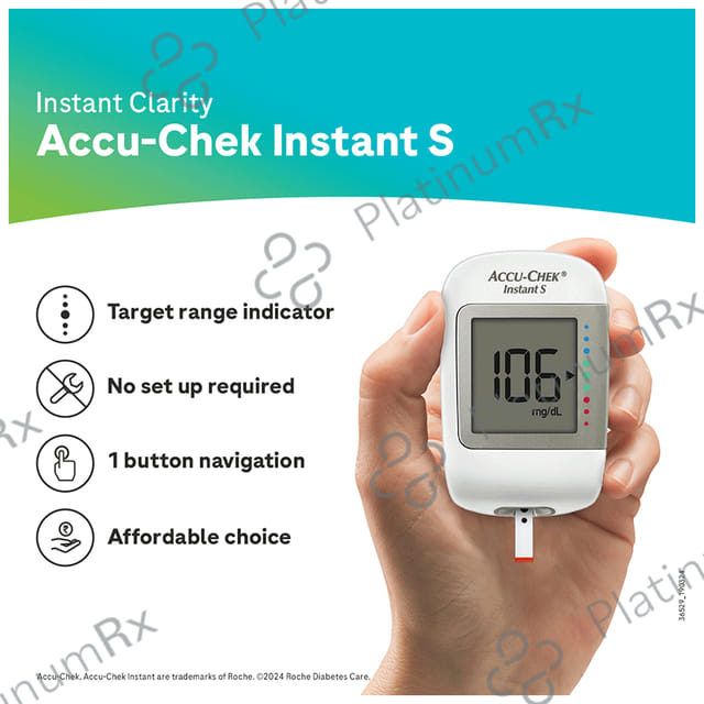 Accu Chek Instant S Blood Glucometer (10 Free Test Strips) 1s