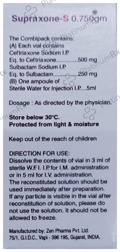 Supraxone S 500mg/250mg Injection