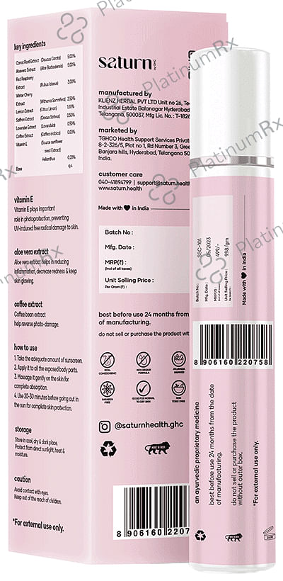 Saturn Sunscreen SPF 50 PA++