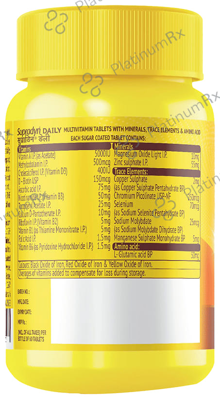 Supradyn Daily Multivitamin Tablet with Minerals, Trace Elements & Amino Acids - For Energy & Immunity