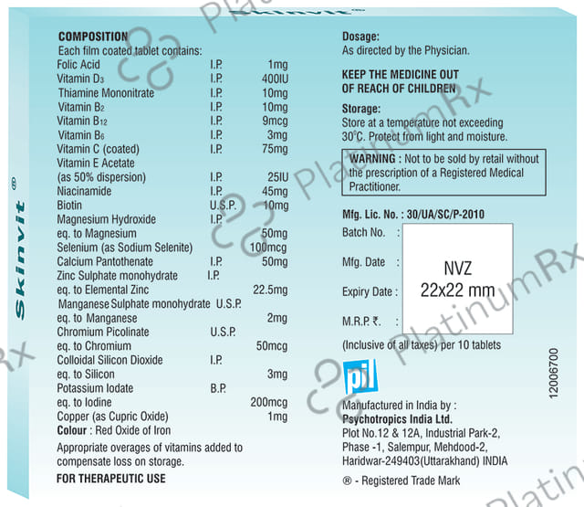 PIL Tablet Skinvit 19 Essential Nutrients Tablet 10s