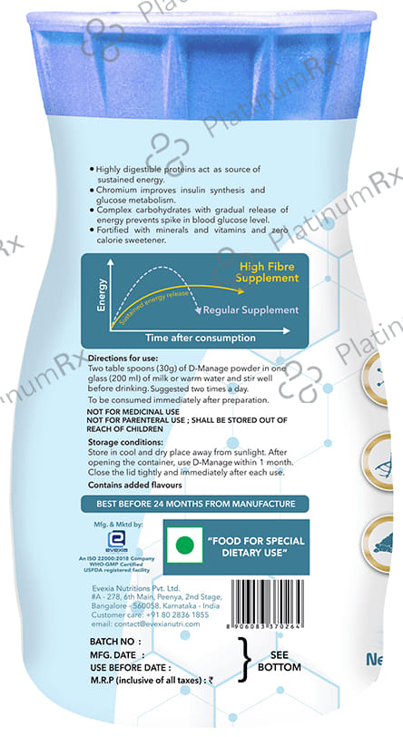 Evexia D Manage Vanilla Flavour Powder 200gm