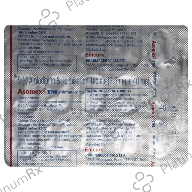 Asomex TM 2.5/40mg Tablet 15s