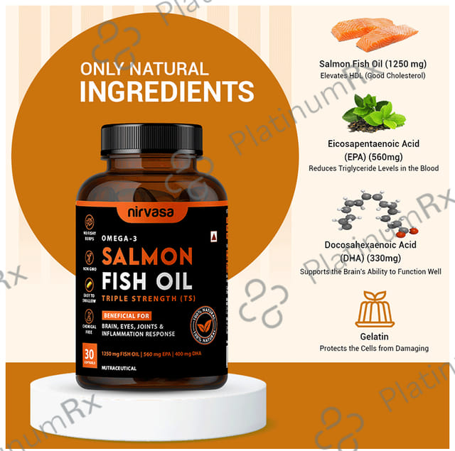 Nirvasa Omega 3 Salmon Fish Oil Triple Strength Softgels 30s