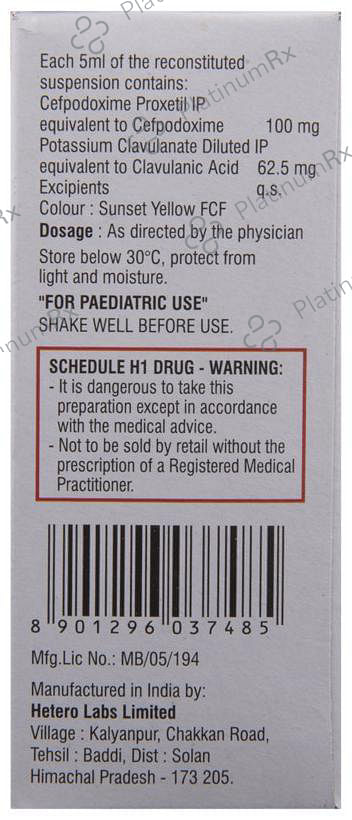 Cepodem XP 100/62.5mg Suspension 30ml
