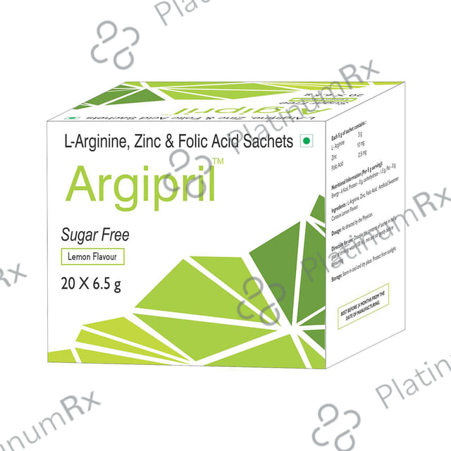 Argipril L Arginine, Zinc & Folic Acid Sachet - Sugar Free - Flavour Lemon