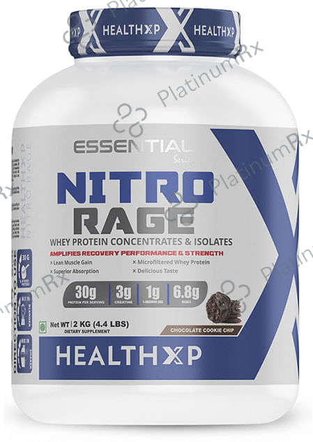 HealthXP Nitro Rage Whey Protein Concentrates & Isolates Powder Chocolate Cookie Chip