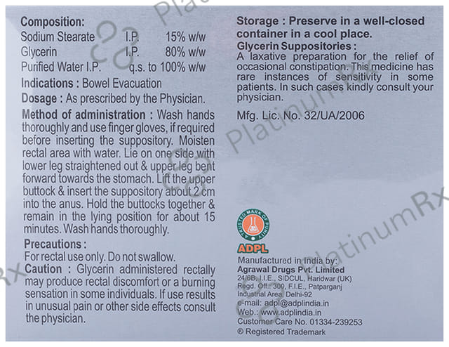 Eleesa Glycerin Adult Size Suppository for Constipation Relief 10s