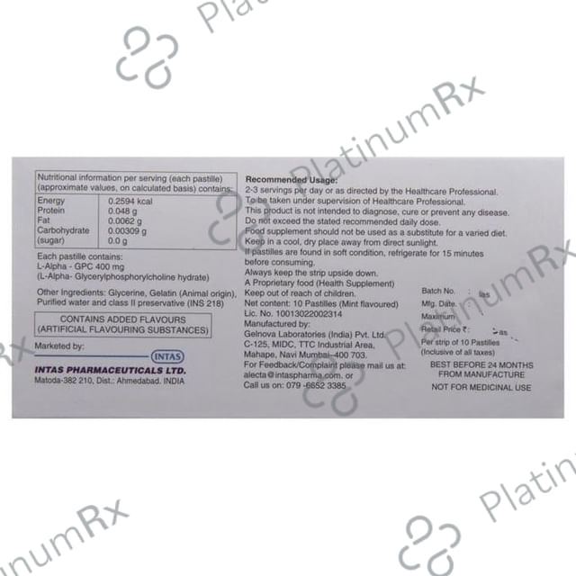 Alfa GPC 400mg Pastilles 10s