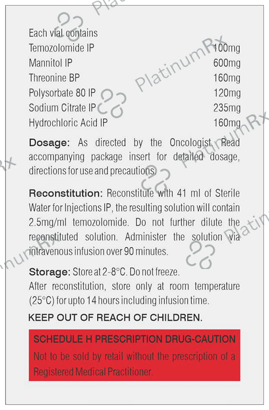Temzol 100mg Injection 1s