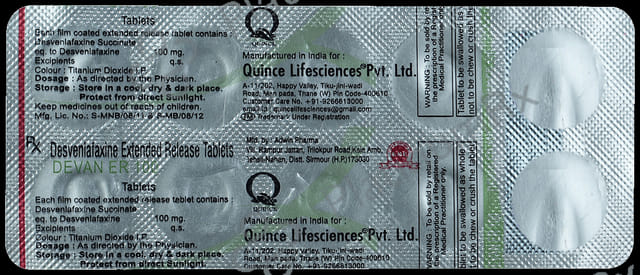 Devan 100mg Tablet ER 10s