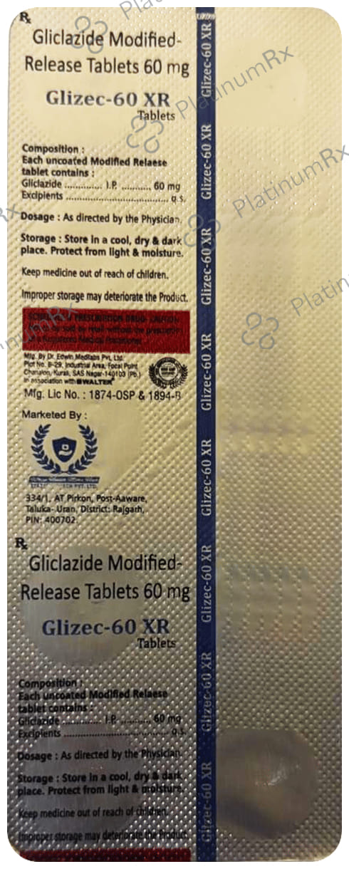 Glizec XR 60mg Tablet MR 10s