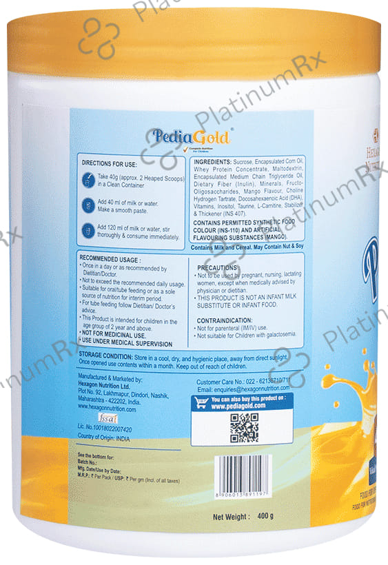 PediaGold with Protein Mango Flavour Powder 400gm