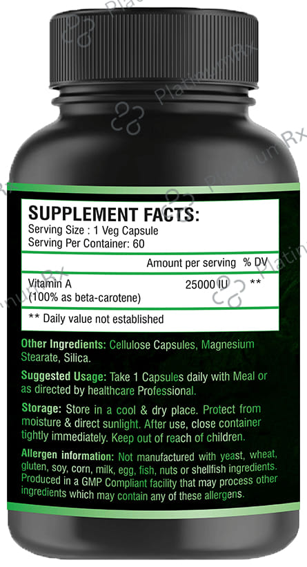 Cluspex Nutrition Beta Carotene 25000IU Veg Capsule 60s