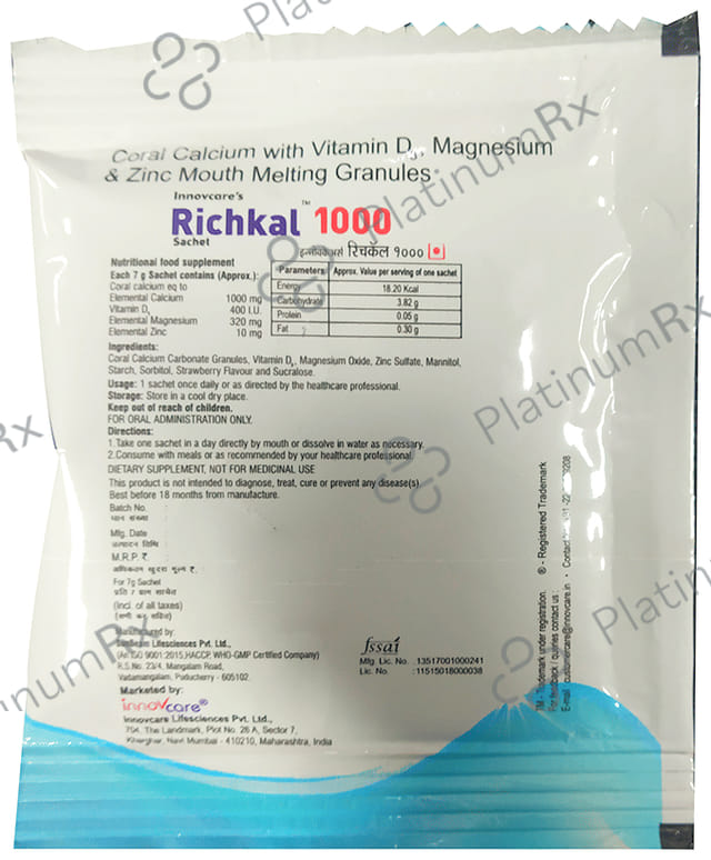 Richkal 1000 Sugar Free Granules Strawberry