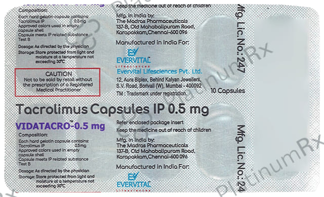 Vidatacro 0.5mg Capsule 10s
