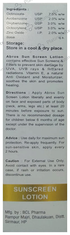 Abros Sun Protection Sunscreen Lotion SPF 50+ 100ml