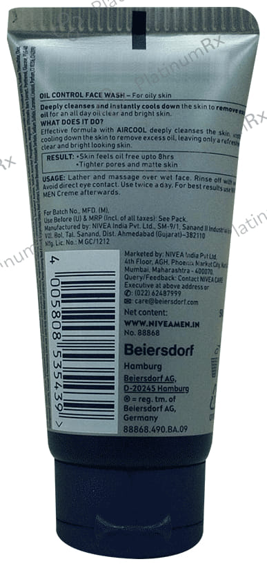 Nivea Men Oil Control Face Wash Air Cool Mint Crystal