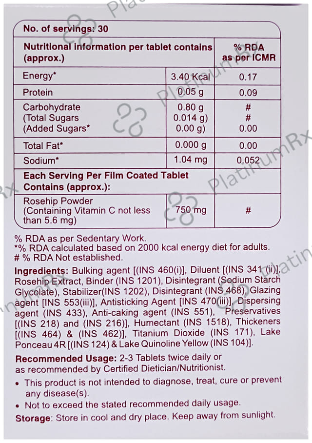 Coerip Rosehip 750mg Tablet 30s