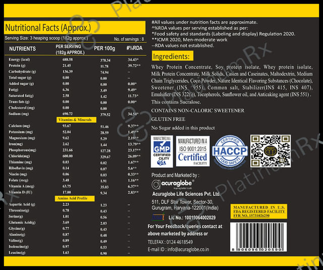 Acuraglobe Morcare-P Mor Mass Gainer Powder Rabri Mawa 3 kg