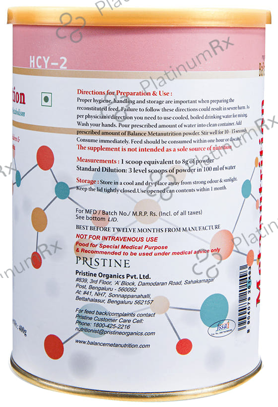 Pristine Balance Metanutrition HCY 2 (3 Years & Above) Powder Vanilla