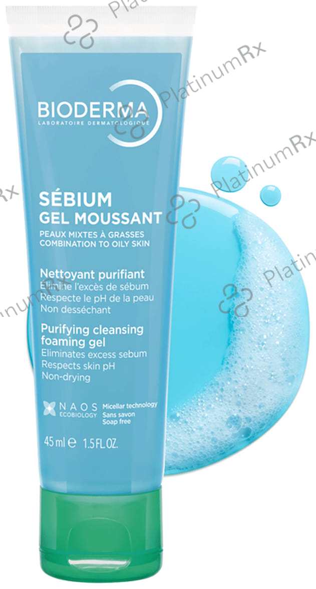 Bioderma Sebium Moussant Purifying Cleansing Foaming Gel 45ml