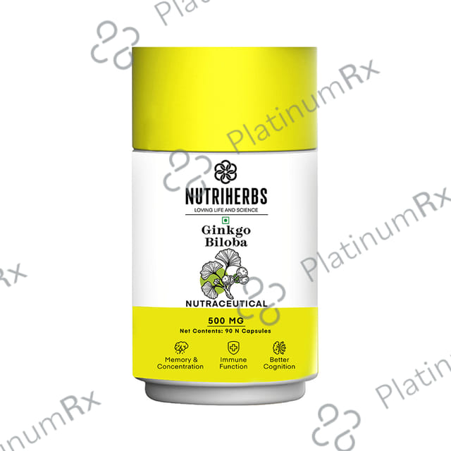 Nutriherbs Ginkgo Bilobo 500mg Capsule with Brahmi