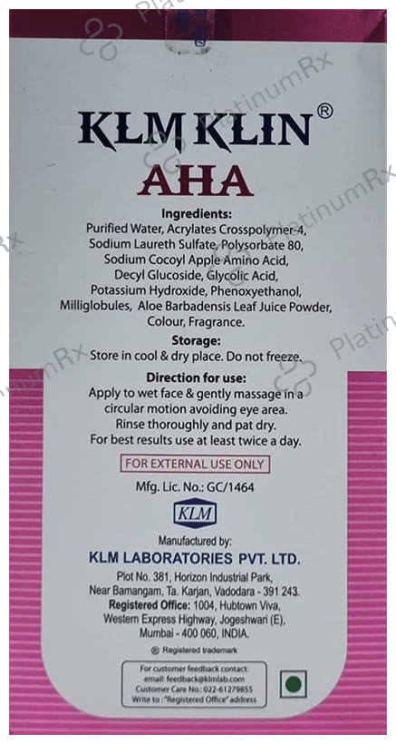 Klmklin AHA Gel Face Wash 150ml