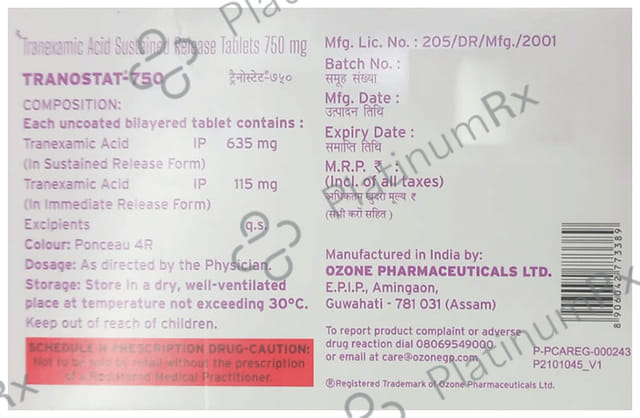 Tranostat 750mg Tablet SR 10s