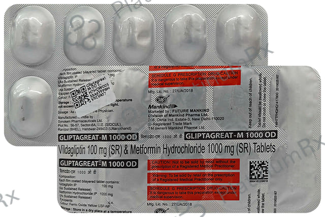 Gliptagreat M OD 1000/100mg Tablet SR 10s