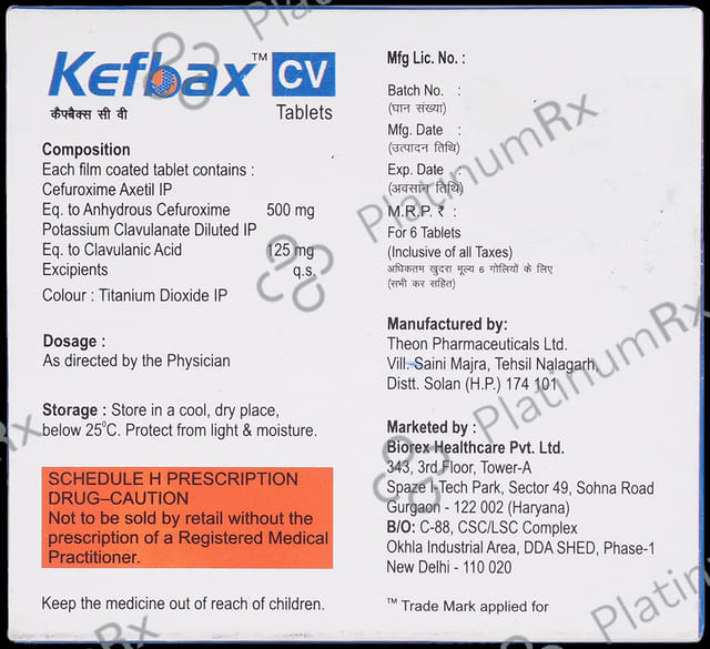 Kefbax CV 500mg/125mg Tablet