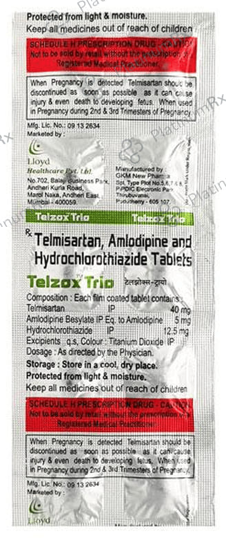 Telzox Trio 5/12.5/40mg Tablet 15s