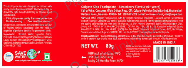 Colgate Anticavity Barbie Toothpaste Strawberry Flavour 80gm