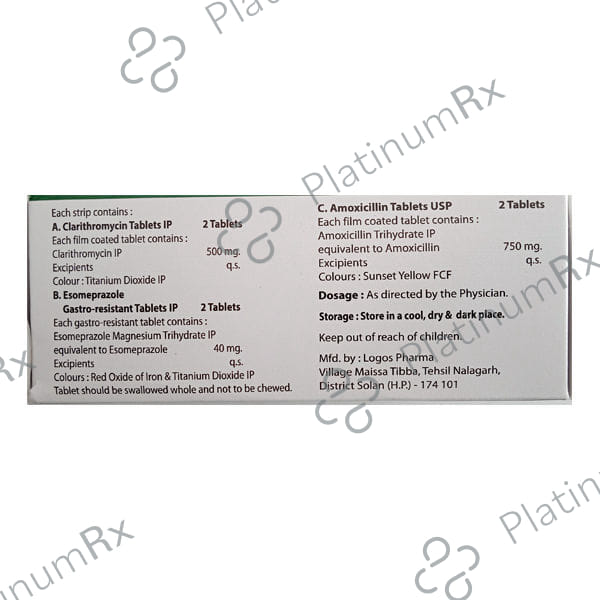 G Loc HP 750/500/40mg Combipack Tablet 6s