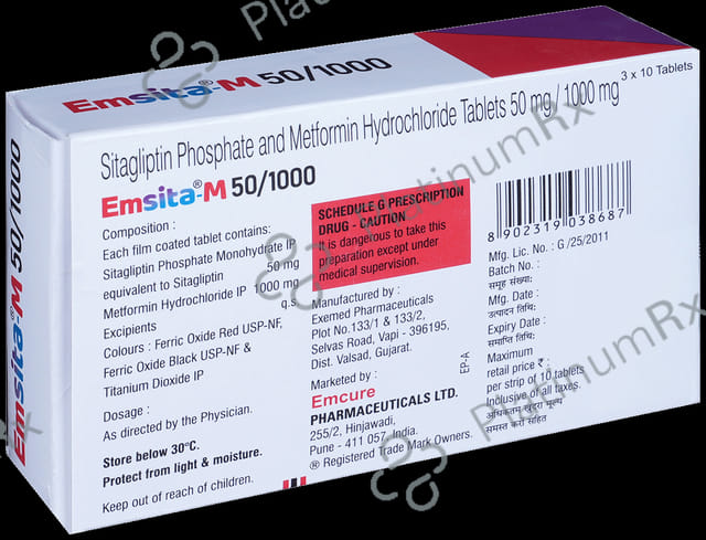 Emsita M 50mg/1000mg Tablet