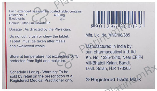 Zanocin OD 400mg Tablet ER 5s
