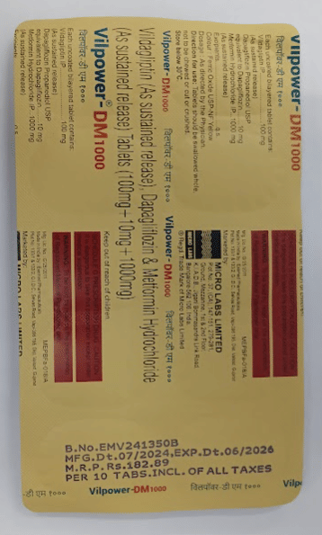 Vilpower DM 10/1000/100mg Tablet 10s