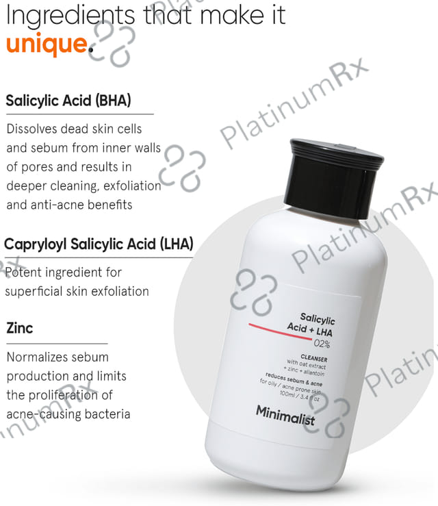 Minimalist 2% Salicyclic Acid + LHA Cleanser 100ml