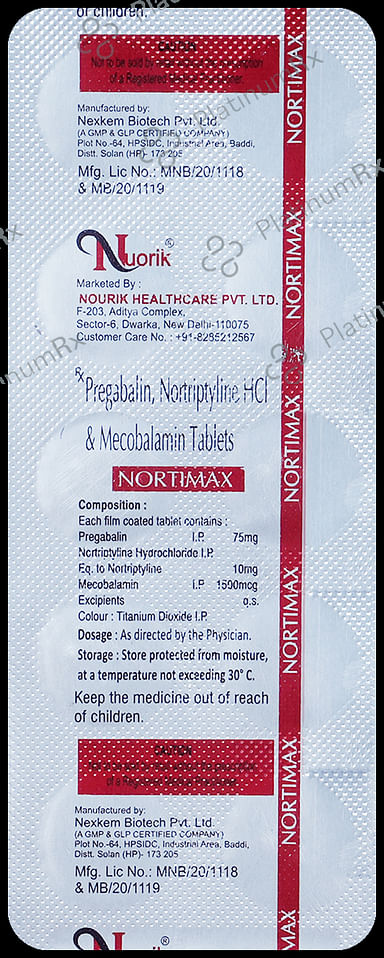 Nortimax 75mg/10mg/1500mcg Tablet