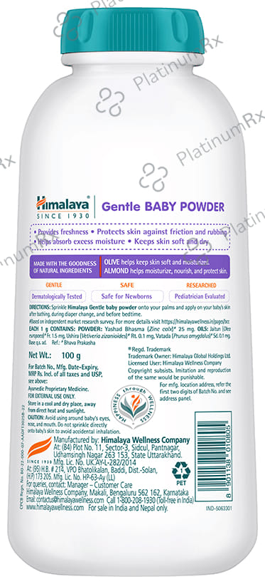 Himalaya Baby Powder Keeps Babys Skin Soft & Dry Paraben Free 100gm