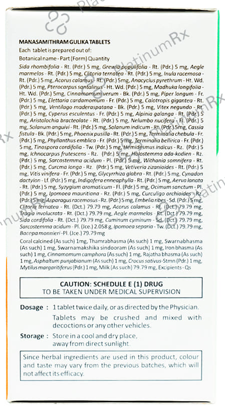 Sitaram Ayurveda Manasamithram Gulika Tablet