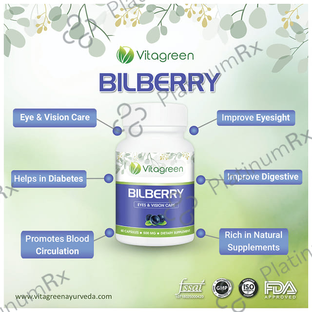Vitagreen Bilberry 500mg Capsule