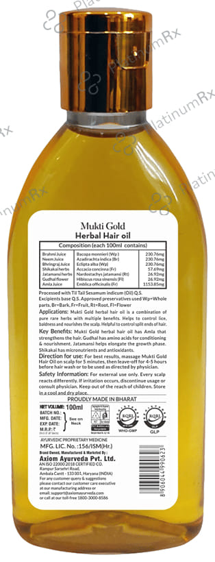 Axiom Mukti Gold Herbal Hair Oil 100 ml