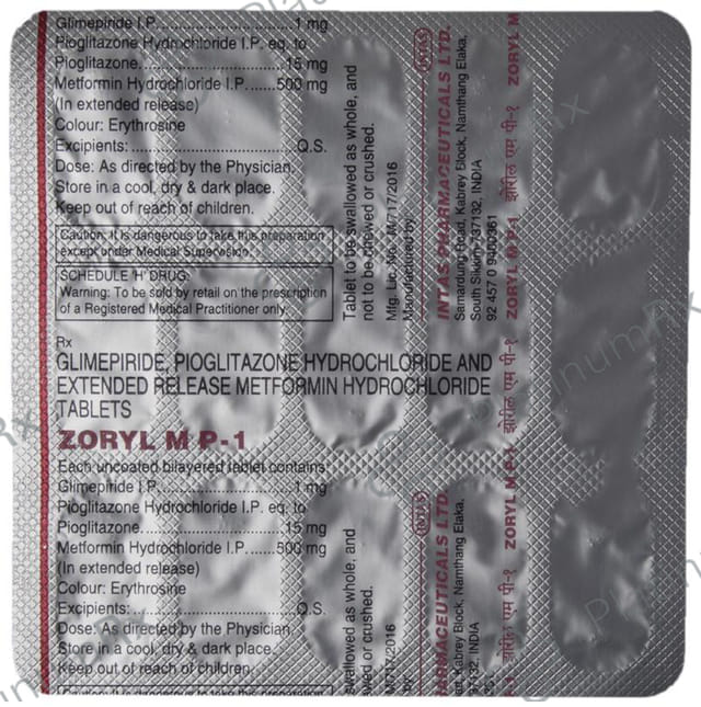 Zoryl MP 1/500/15mg Tablet ER 15s