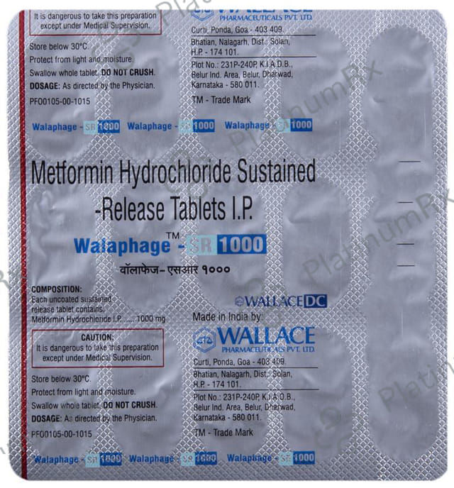 Walaphage SR 1000mg Tablet 15s