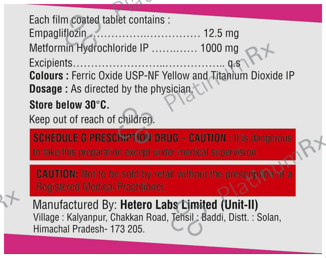 Emparock M 12.5/1000mg Tablet 10s